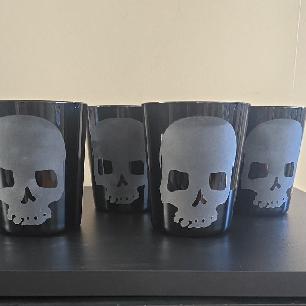 Crate&Barrel Special Edition Black Skull Drinkware - Set Of 4